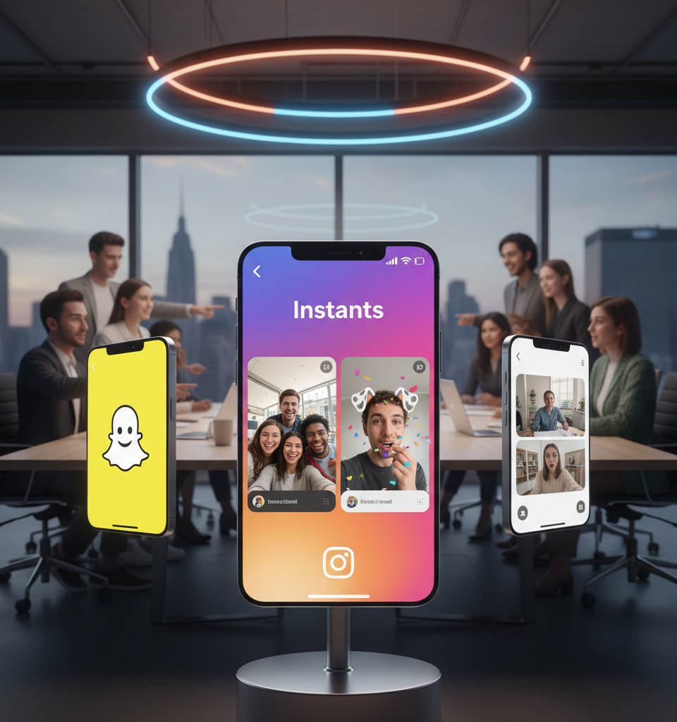 Instagram Launches 'Instants': A Hybrid Feature Challenging Snapchat and BeReal — AI-generated illustration