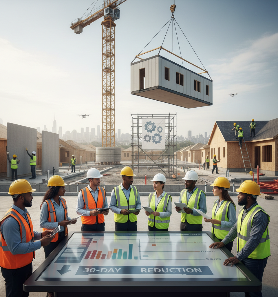 Integrated Operations Propel Builder to 30-Day Cycle Time Reduction Amidst Housing Uncertainty — AI-generated illustration