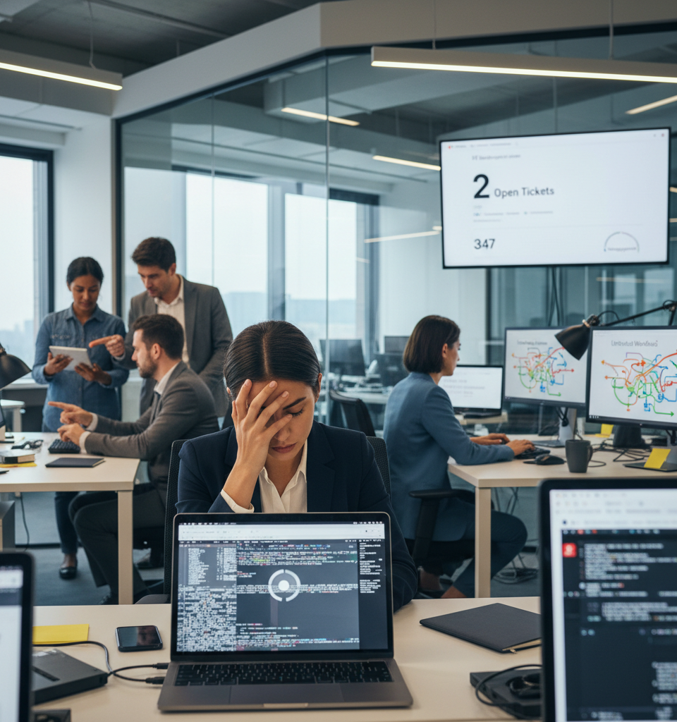 Invisible Tech Failures Cost Businesses Billions, Fueling Shadow IT and Productivity Drain, New Report Reveals — AI-generated illustration