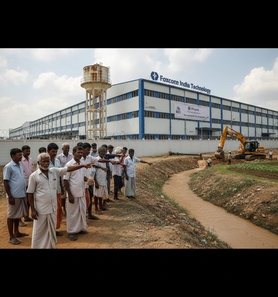iPhone Parts Factory in India Under Renewed Health Scrutiny Over Water Contamination Allegations — AI-generated illustration