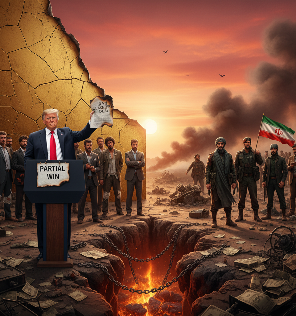 Iran ceasefire deal a partial win for Trump - but at a high cost — AI-generated illustration