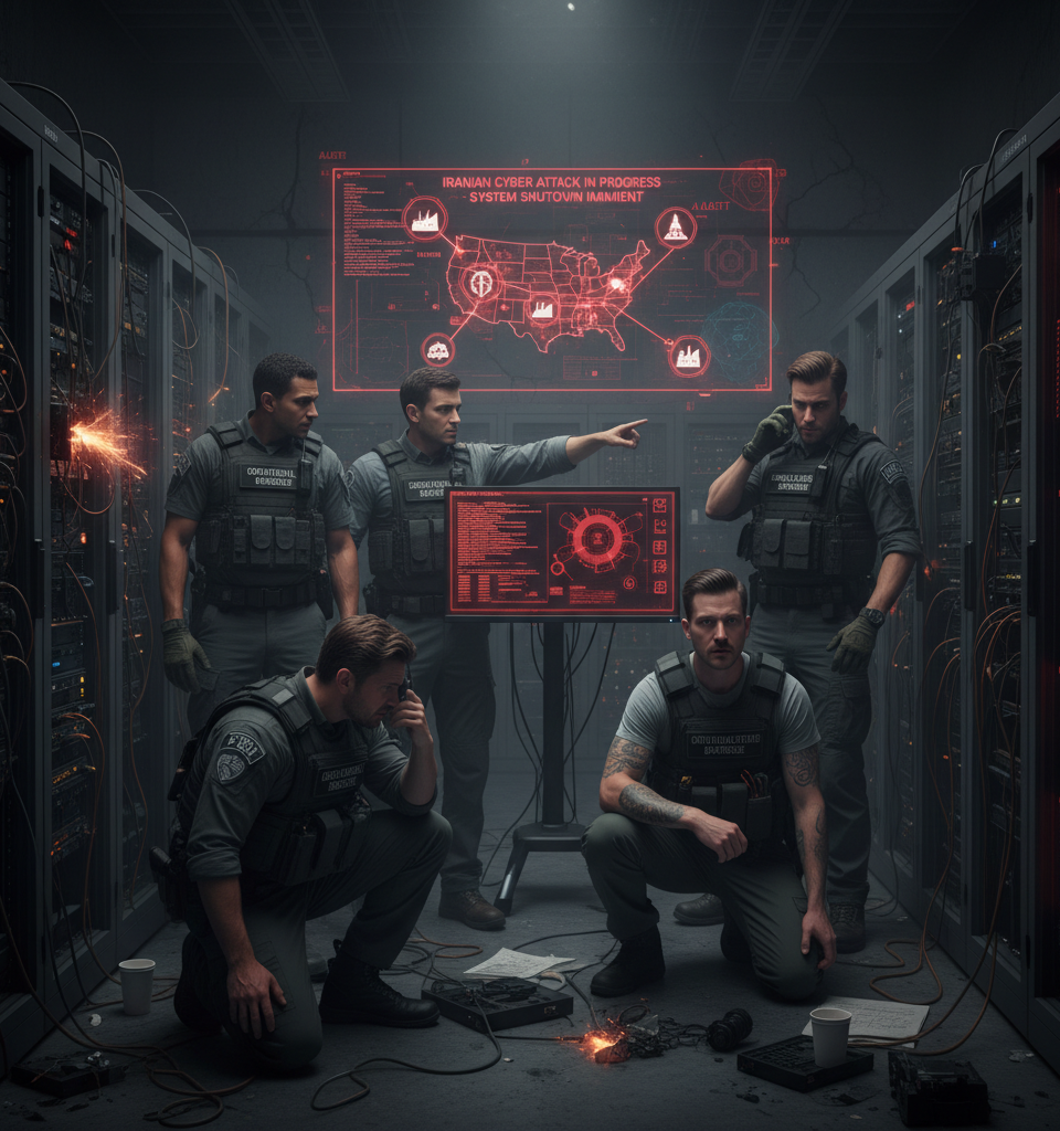 Iran-linked hackers disrupt operations at US critical infrastructure sites — AI-generated illustration