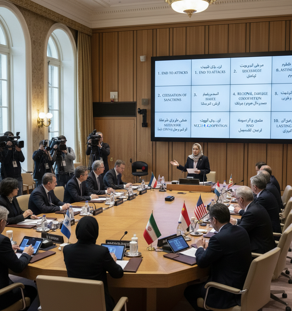 Iran’s 10-Point Proposal Demands an End to Attacks and Sanctions — AI-generated illustration