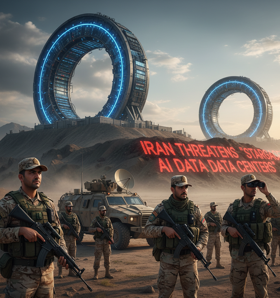 Iran threatens ‘Stargate’ AI data centers — AI-generated illustration