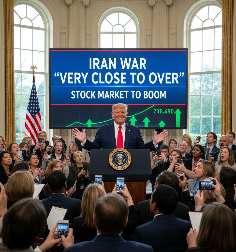 Iran war 'very close to over,' Trump says — and the stock market 'is going to boom' — AI-generated illustration