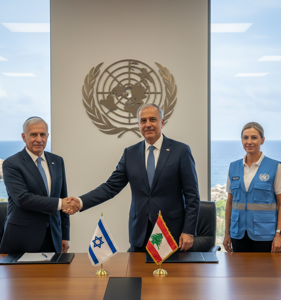 Israel and Lebanon Agree to US-Mediated Maritime Border Talks, Signaling Potential De-escalation — AI-generated illustration