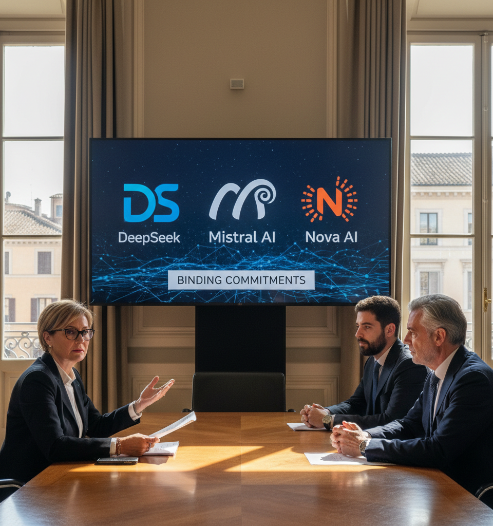 Italy Closes AI Hallucination Probes into DeepSeek, Mistral, Nova AI with Binding Commitments — AI-generated illustration