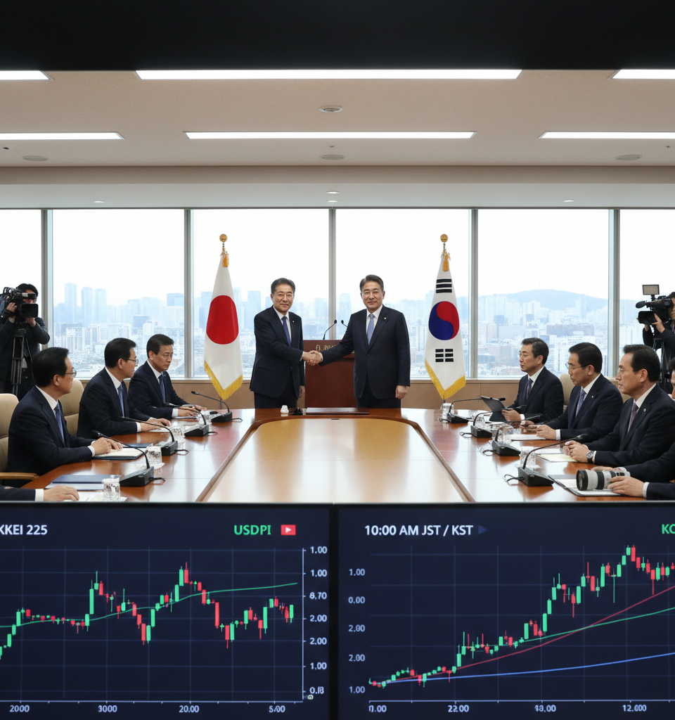 Japan and South Korea Schedule Crucial Summit Amid Rising Market Volatility — AI-generated illustration