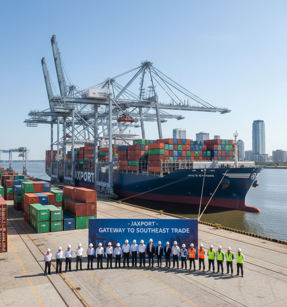 JAXPORT Secures Direct China Container Service, Boosting US Southeast Trade — AI-generated illustration