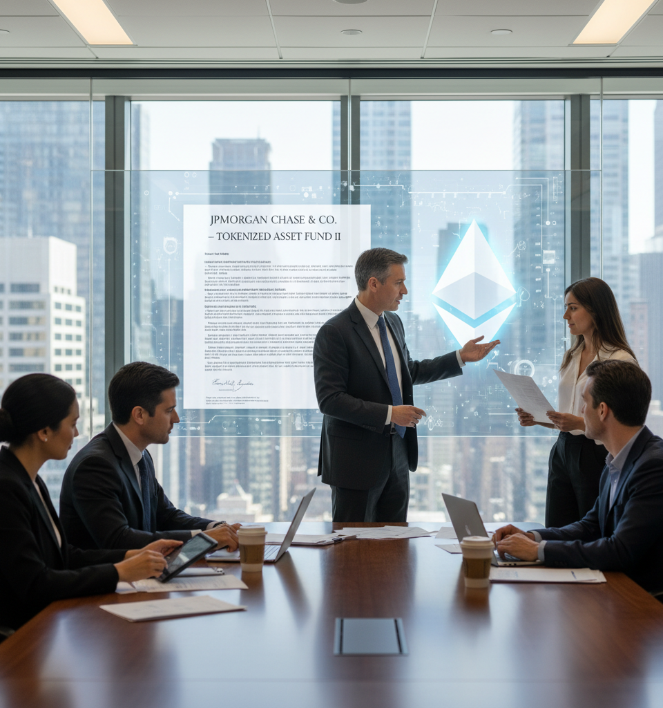 JPMorgan Files Second Tokenized Fund on Ethereum, Solidifying Wall Street's Blockchain Push — AI-generated illustration
