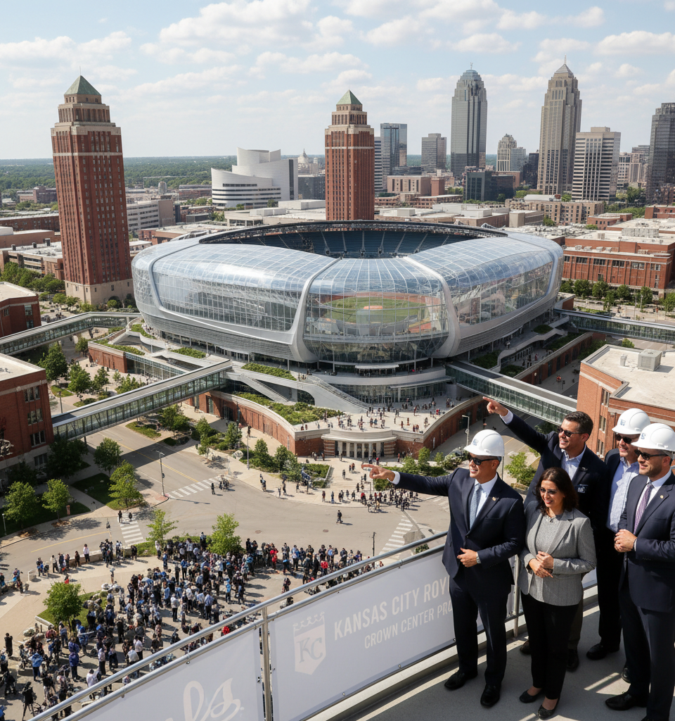 Kansas City Royals Secure Crown Center Site for $2 Billion Downtown Stadium Project — AI-generated illustration