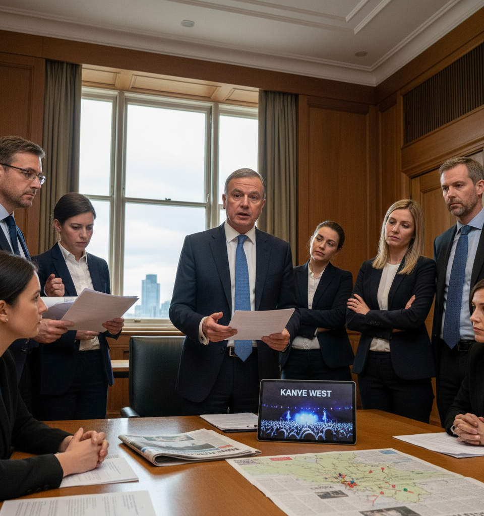 Keir Starmer 'concerned' over Kanye West UK festival dates — AI-generated illustration