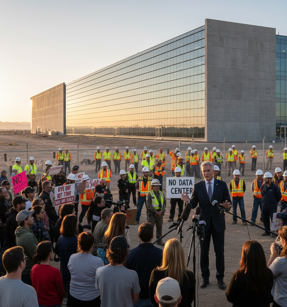 Kevin O'Leary Defends Monumental Utah Data Center Amid Local Opposition — AI-generated illustration