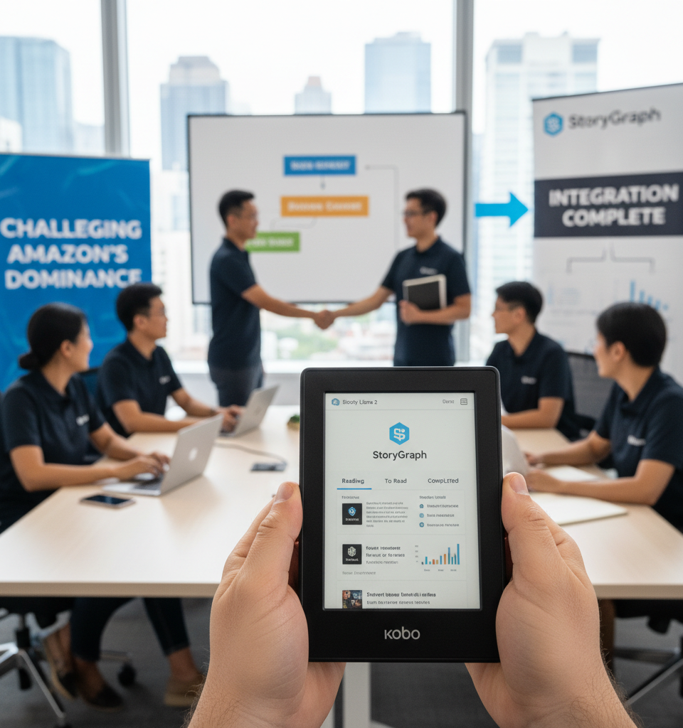 Kobo eReaders Integrate StoryGraph, Challenging Amazon's Goodreads Dominance — AI-generated illustration
