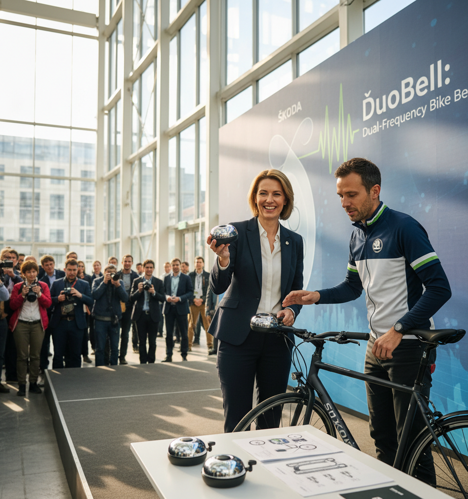 Škoda Unveils DuoBell: A Dual-Frequency Bike Bell Revolutionizing Urban Cycling Safety — AI-generated illustration
