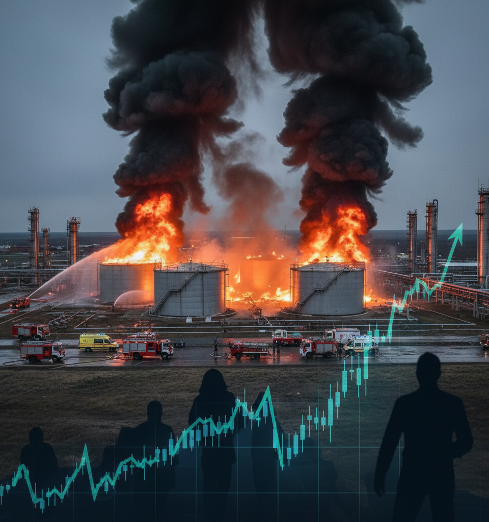 Kyiv Under Missile Barrage as Ukraine Targets Russian Refineries, Shadow Fleet — AI-generated illustration