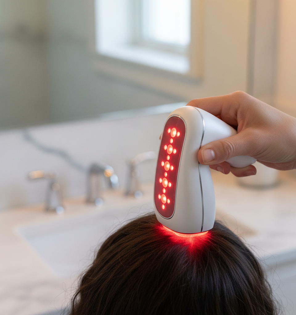 Laduora Duo Device Offers Advanced 4-in-1 Red Light Therapy for Scalp and Hair Care — AI-generated illustration
