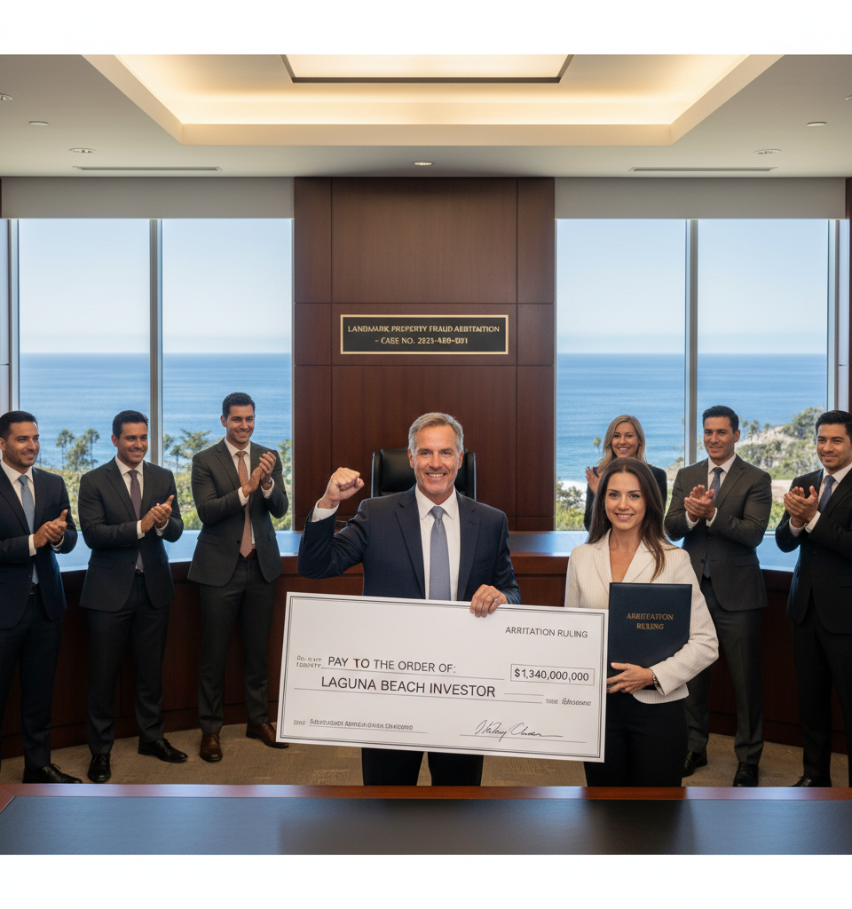 Laguna Beach Investor Awarded $1.34 Billion in Landmark Property Fraud Arbitration — AI-generated illustration