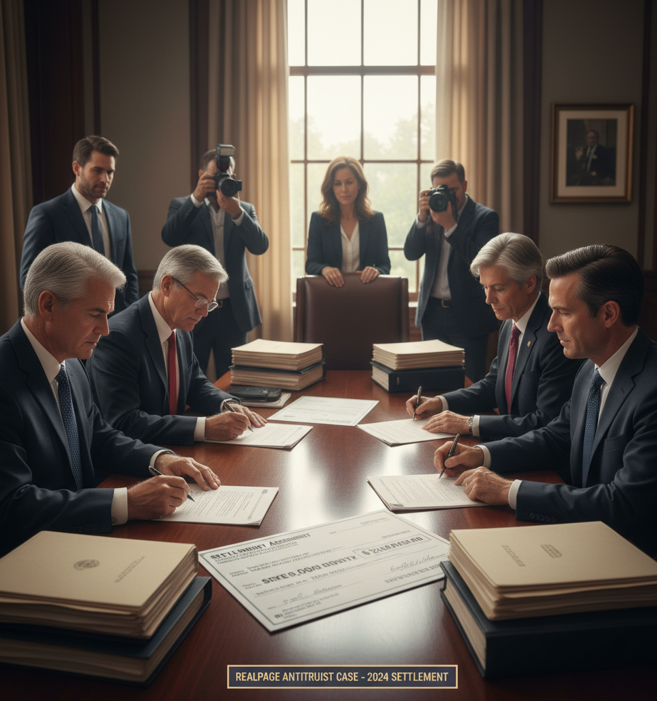 Landlords Agree to $218 Million Settlement in RealPage Antitrust Case Over Rent Price-Fixing — AI-generated illustration