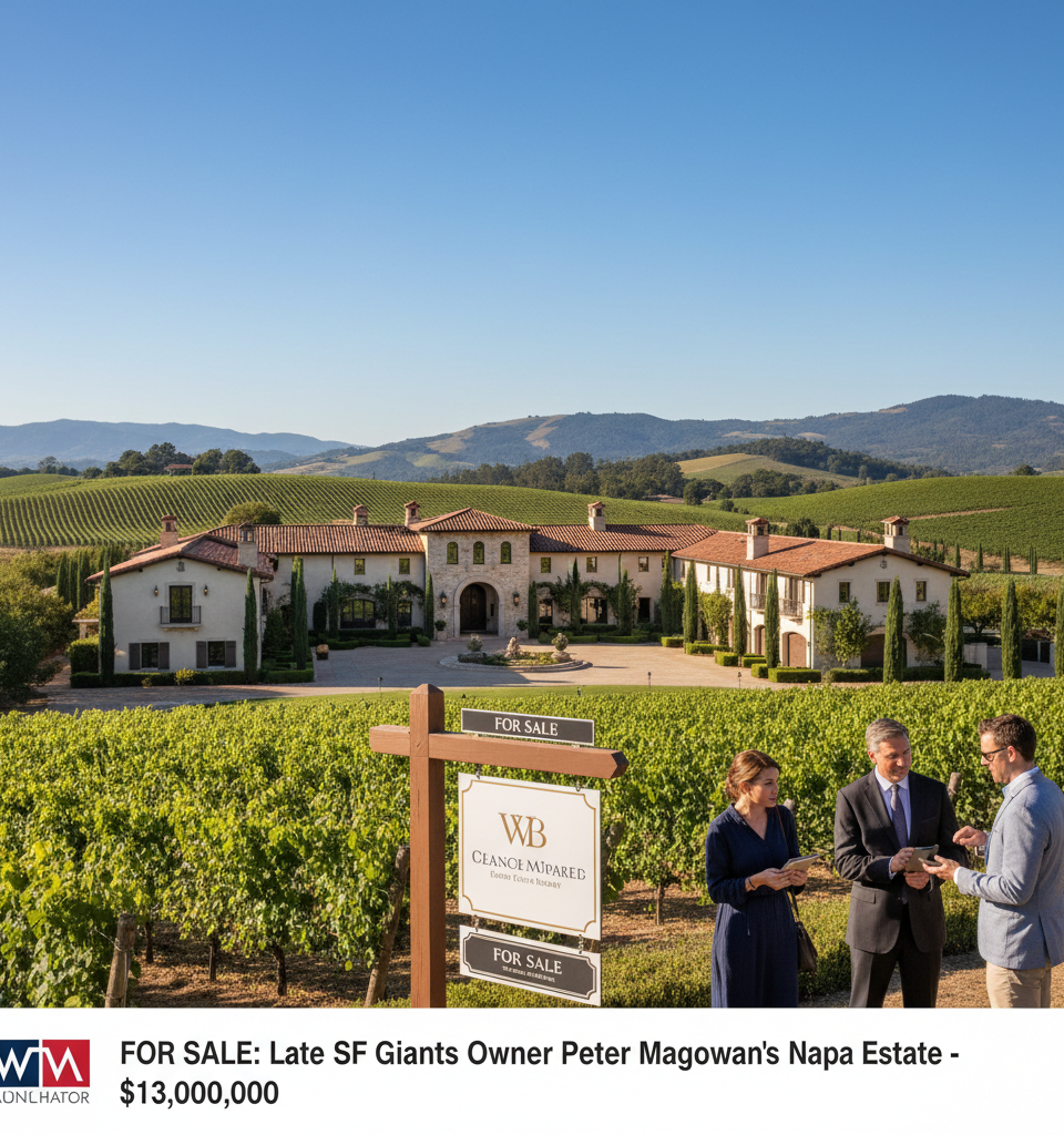 Late SF Giants Owner Peter Magowan's Napa Estate Lists for $13M — AI-generated illustration