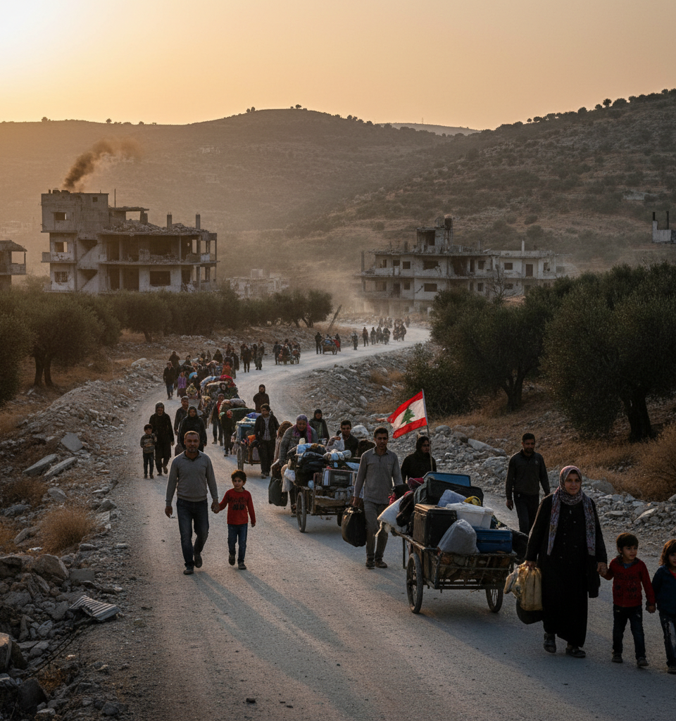 Lebanon: Images of a Nation Uprooted by War — AI-generated illustration
