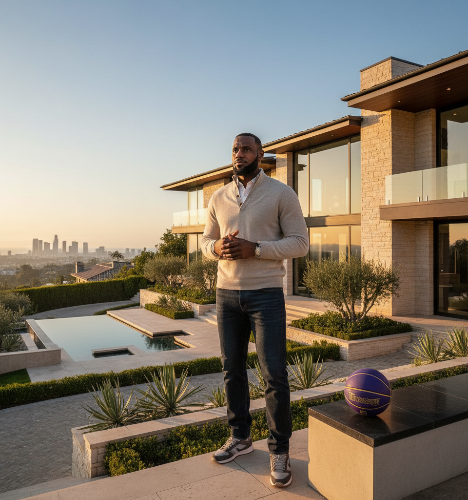 LeBron James' California Real Estate Empire Signals Long-Term West Coast Commitment Amidst Lakers Uncertainty — AI-generated illustration