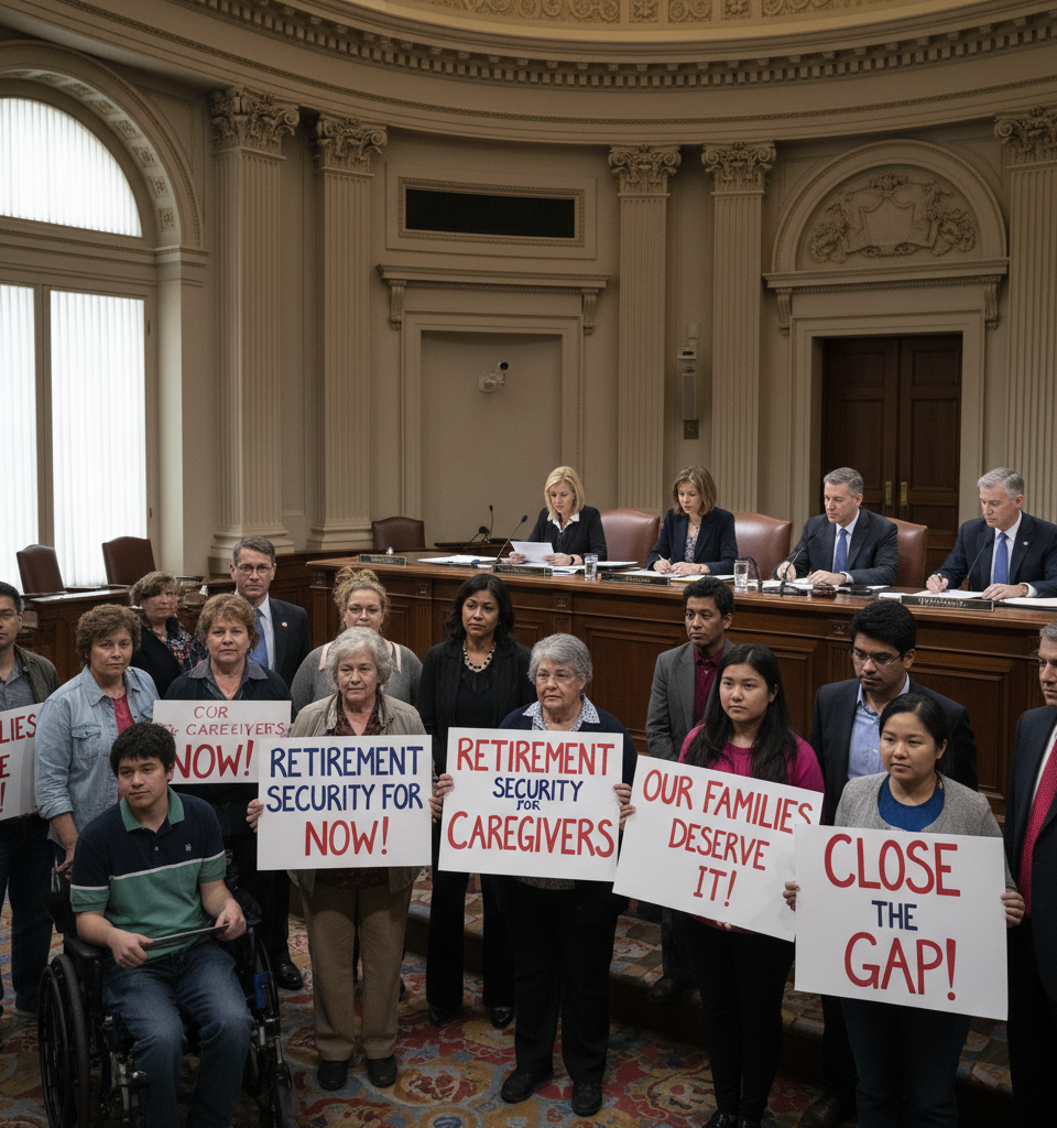 Legislative Push Aims to Close Retirement Gaps for Nation's Family Caregivers — AI-generated illustration