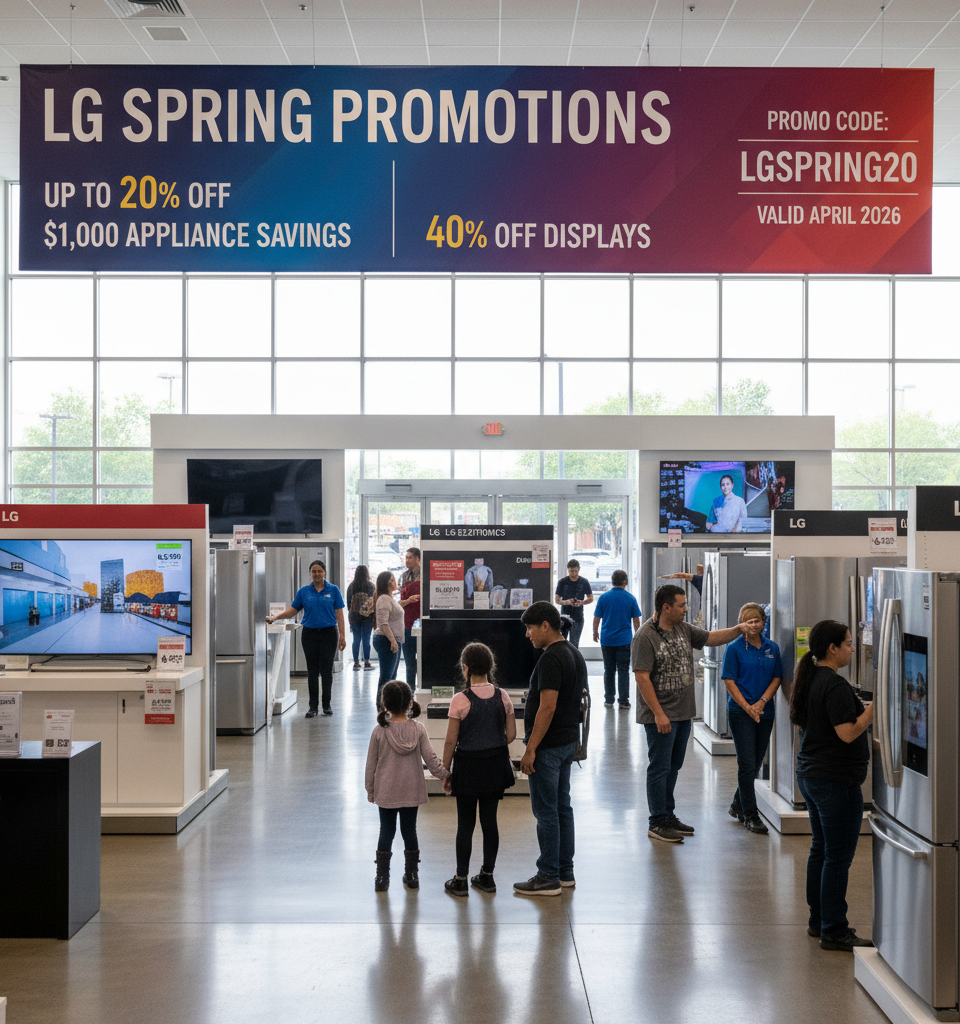 LG Unveils Aggressive Spring Promotions: Up to 20% Off, $1,000 Appliance Savings, and 40% Off Displays — AI-generated illustration