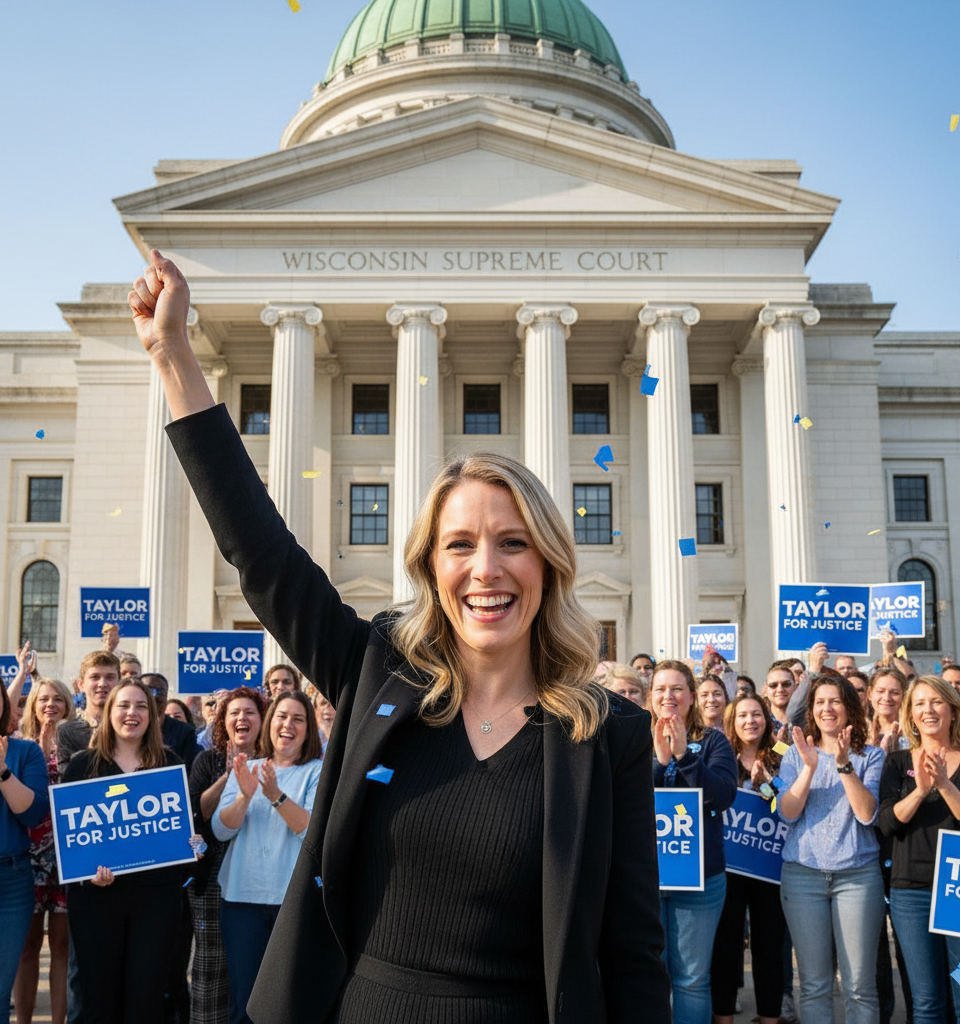 Liberal Control Solidified: Judge Chris Taylor Secures Key Victory on Wisconsin Supreme Court — AI-generated illustration