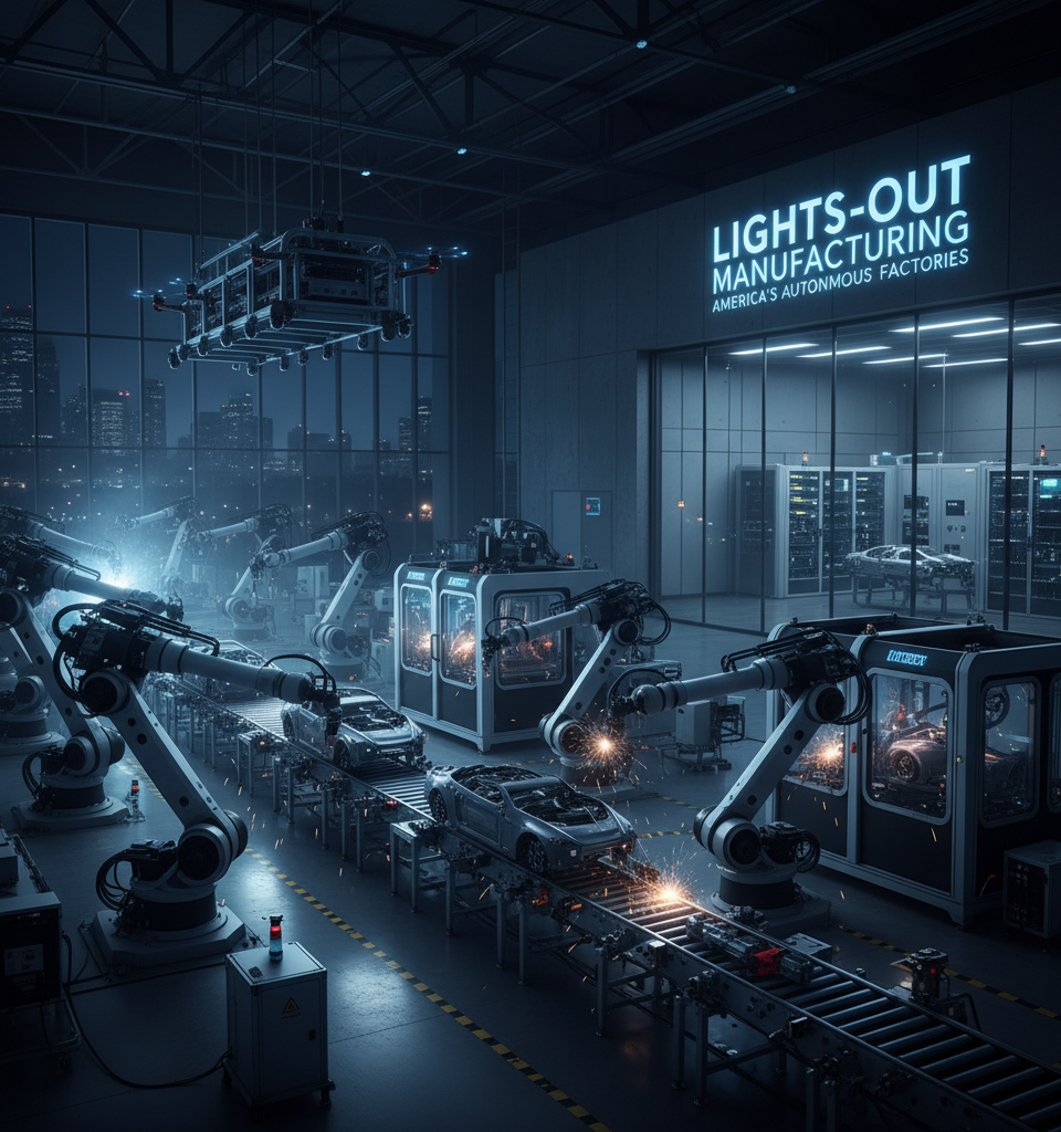 Lights-Out Manufacturing: How Close is America to Fully Autonomous Factories? — AI-generated illustration