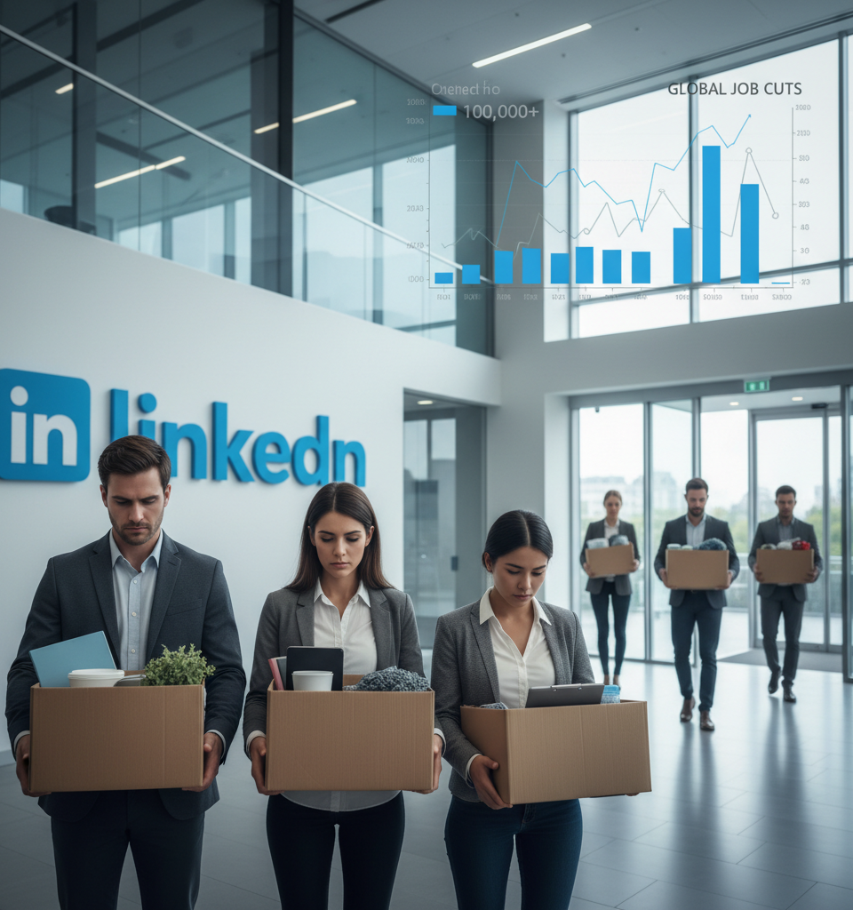 LinkedIn Joins Tech Layoff Wave Amidst AI Spending Surge: 100,000 Jobs Cut — AI-generated illustration