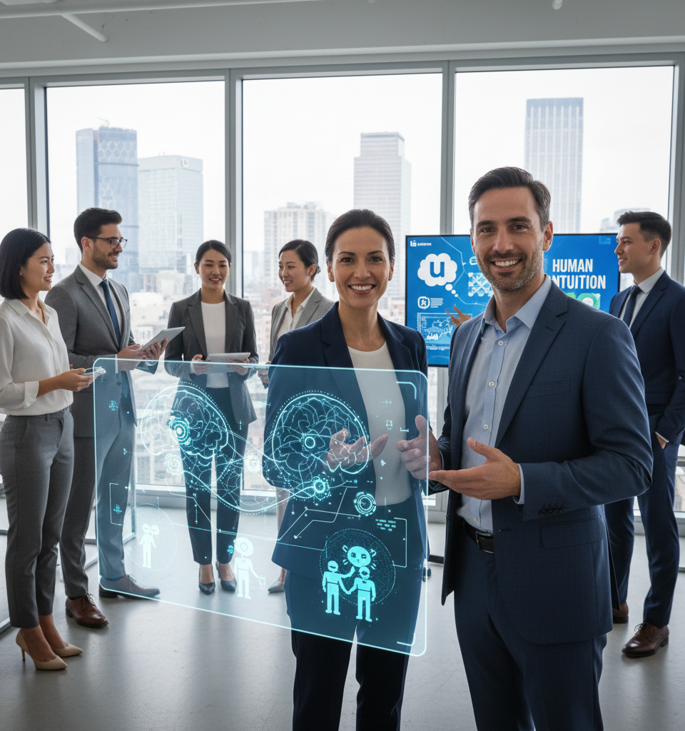 LinkedIn Leaders: Human Uniqueness is AI's Ultimate Competitive Edge in Evolving Workforce — AI-generated illustration
