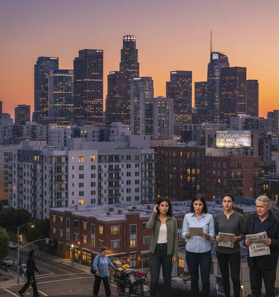 Los Angeles Rents Plummet to Three-Year Low, Yet Affordability Crisis Persists — AI-generated illustration