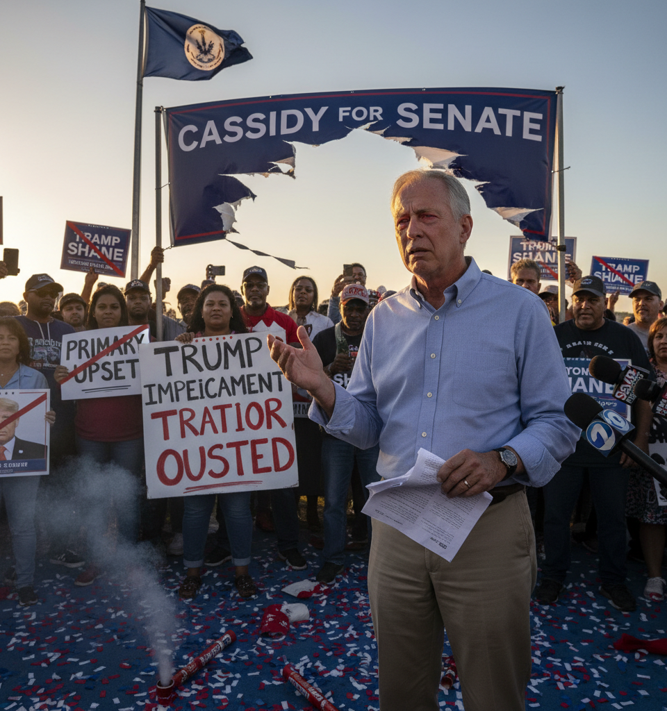 Louisiana Primary Upset: Cassidy Ousted After Trump Impeachment Vote — AI-generated illustration