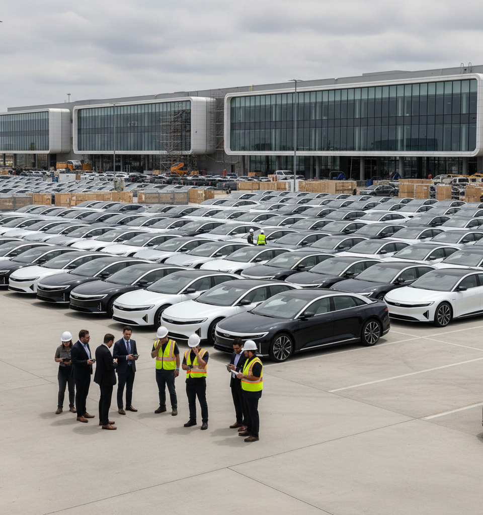 Lucid Motors Withdraws Production Guidance Amid Inventory Surge and Cost Cuts — AI-generated illustration