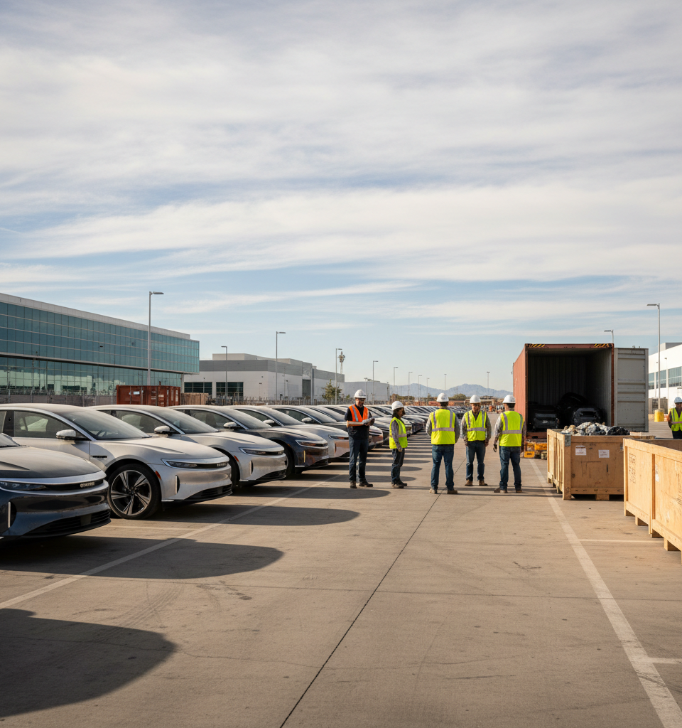 Lucid's Q1 Sales Hit by Supplier Snag; 2026 Outlook Unchanged Amid EV Market Hurdles — AI-generated illustration