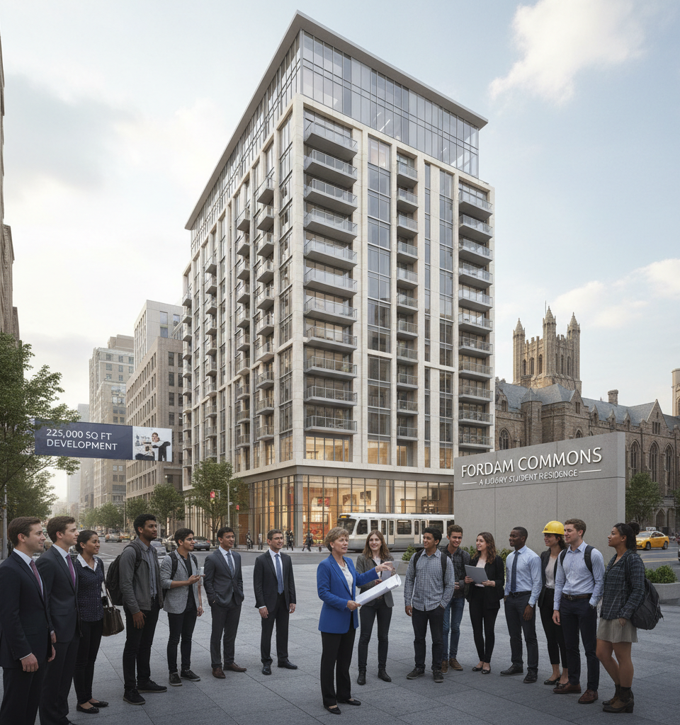 Luxury Student Housing Boom: Fordham University Area Gets 225,000 Sq Ft Development — AI-generated illustration