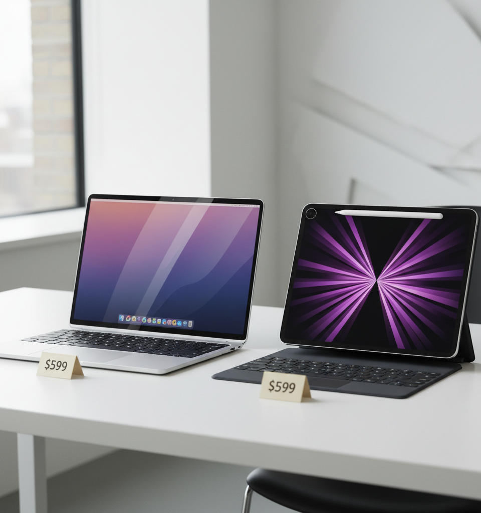 MacBook Neo vs. iPad Air M4: Apple's $599 Conundrum for Consumers — AI-generated illustration