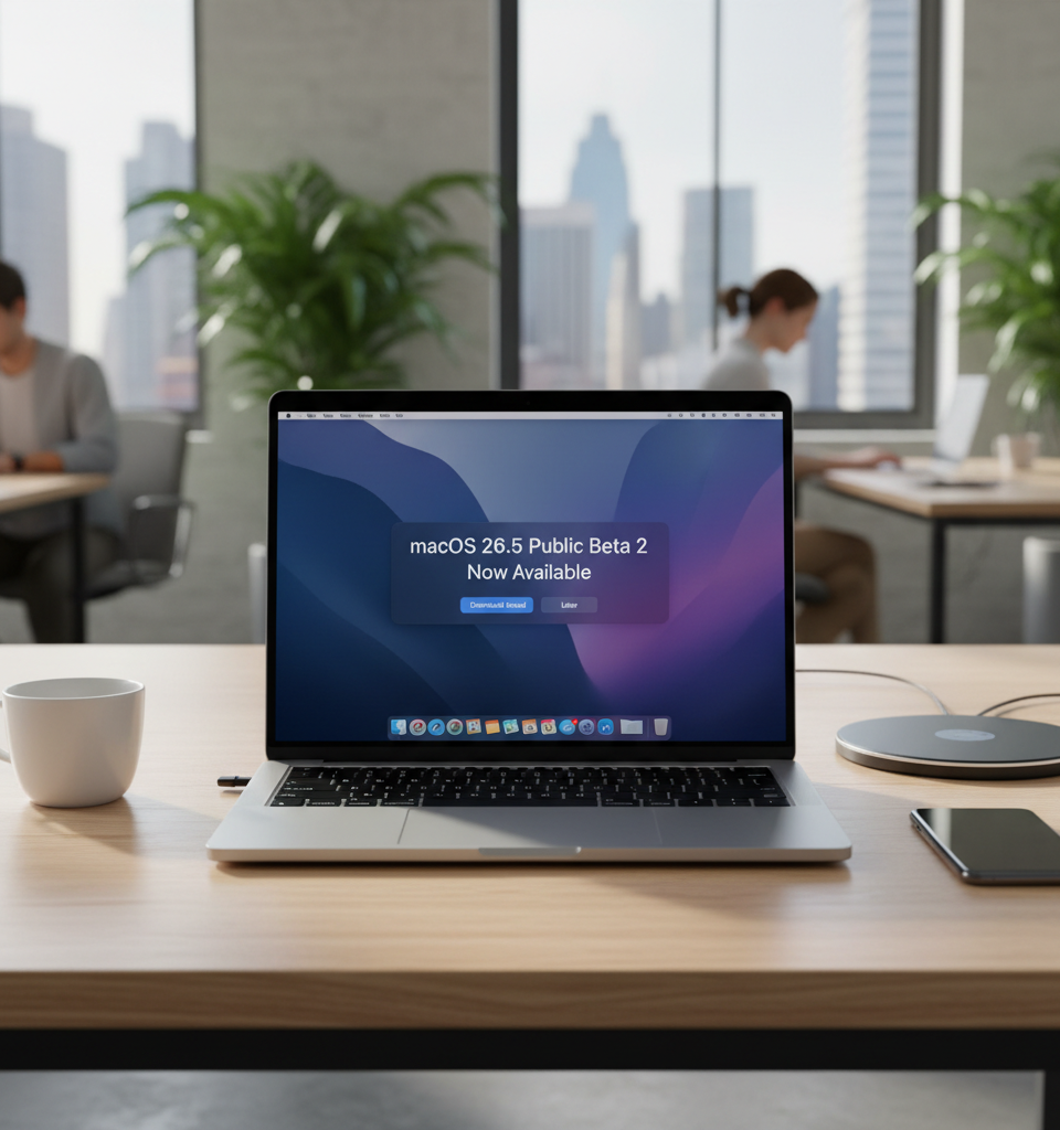 macOS 26.5 public beta 2 now available — AI-generated illustration
