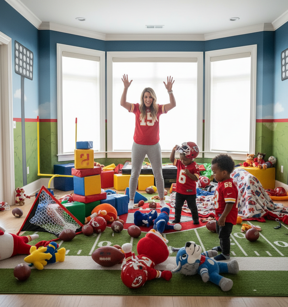 Mahomes' Home Court Chaos: Brittany Mahomes Unveils Children's Playroom Takeover — AI-generated illustration