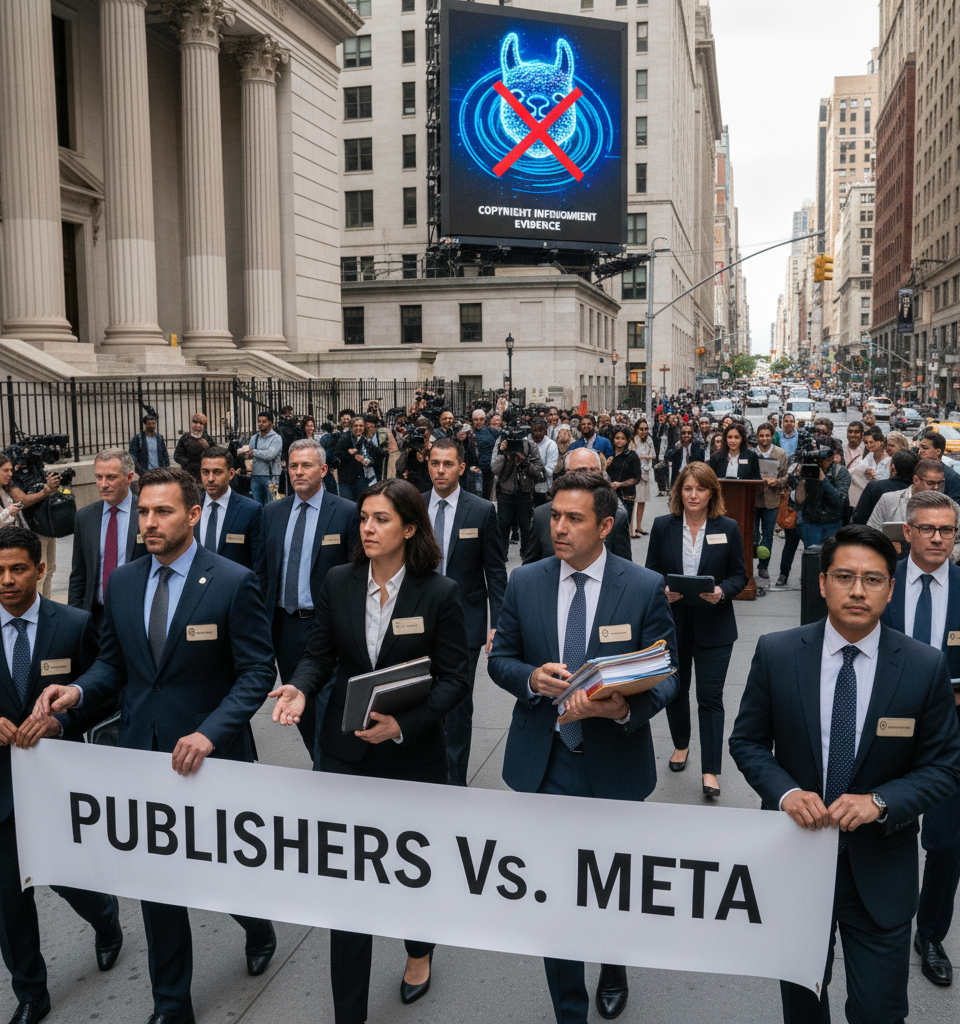 Major Publishers Sue Meta Over Llama AI Training, Citing Robust Copyright Infringement Evidence — AI-generated illustration