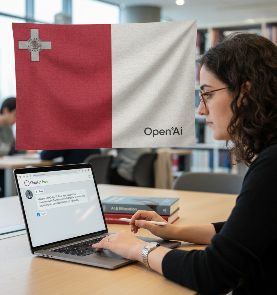 Malta Teams with OpenAI for Year of Free ChatGPT Plus, Tied to AI Education — AI-generated illustration