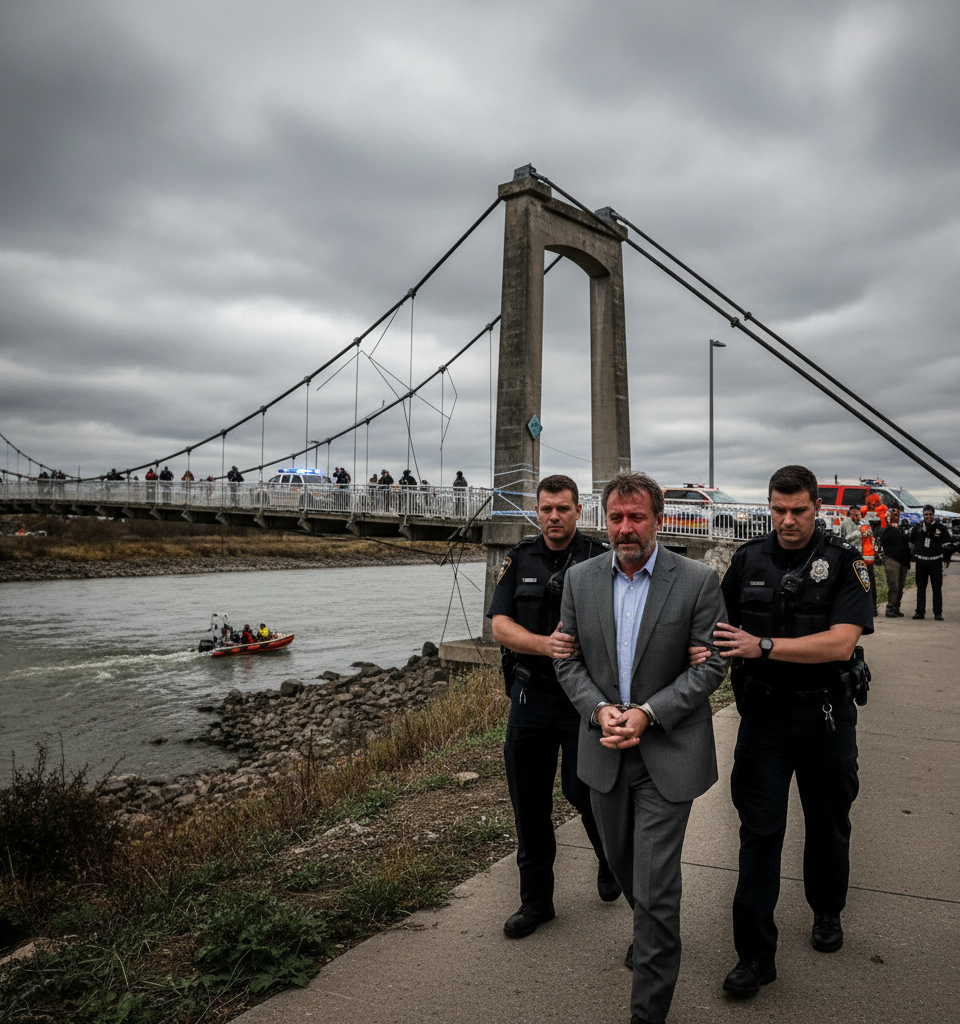 Man jailed for killing abused wife who jumped from bridge — AI-generated illustration