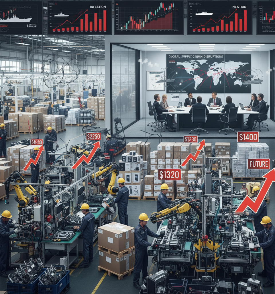 Manufacturing Expansion Continues Amidst Persistent Price Hikes as Geopolitical Tensions Loom — AI-generated illustration