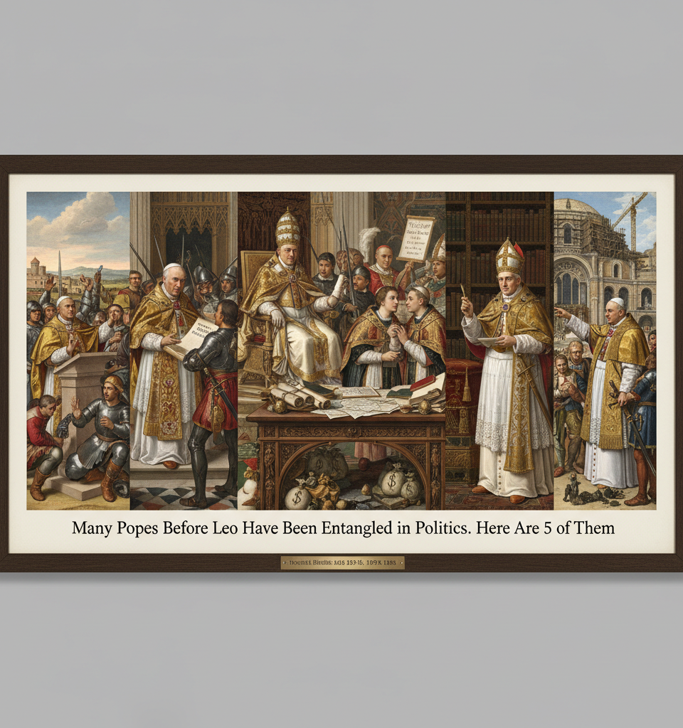 Many Popes Before Leo Have Been Entangled in Politics. Here Are 5 of Them. — AI-generated illustration