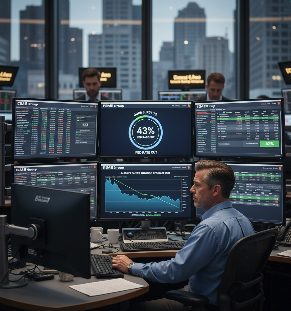 Market Shifts Towards Fed Rate Cut Amid Geopolitical De-escalation; Odds Surge to 43% — AI-generated illustration