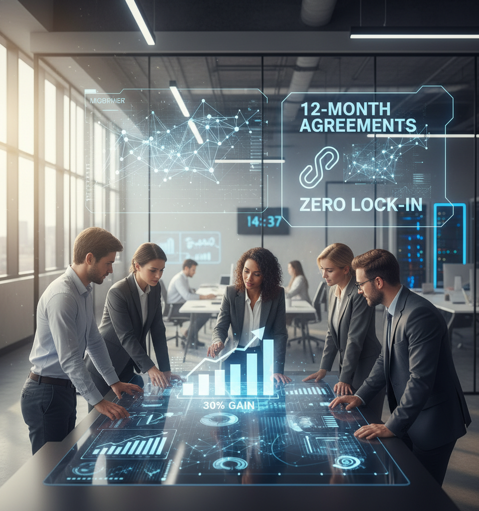MassMutual's AI Strategy: 12-Month Contracts, 30% Productivity Gains, Zero Lock-In — AI-generated illustration