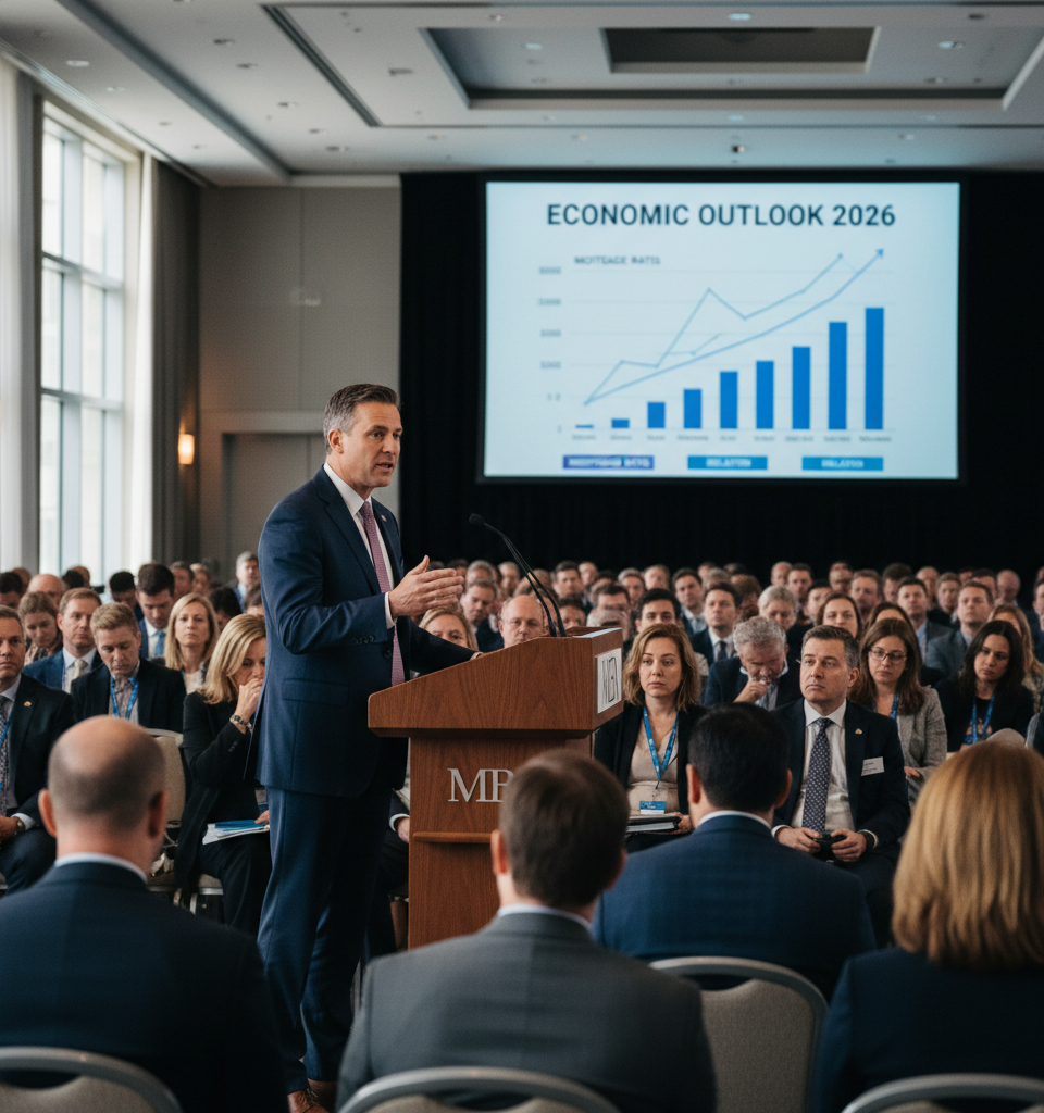 MBA Chief Economist Predicts Sustained Elevated Mortgage Rates, Inflation Through 2026 — AI-generated illustration