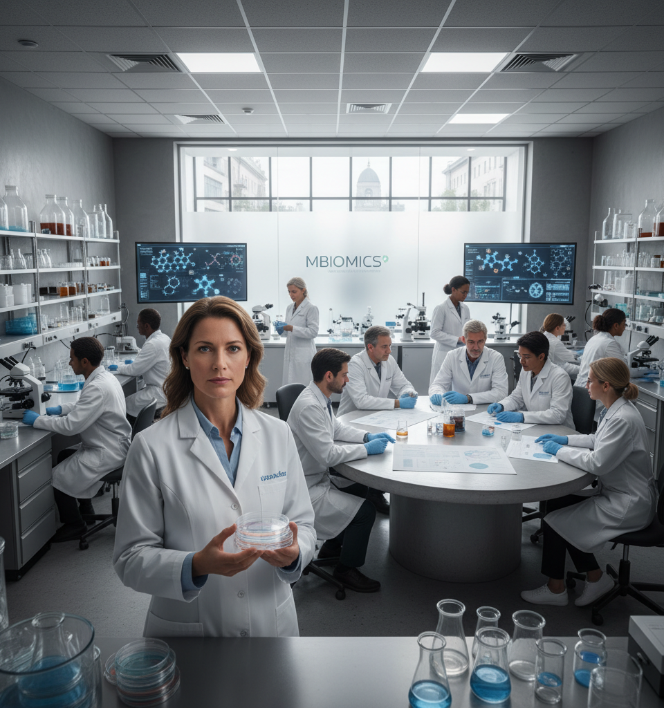 MBIOMICS Secures €30 Million Series A to Advance Microbiome Cancer Therapy into Clinical Trials — AI-generated illustration