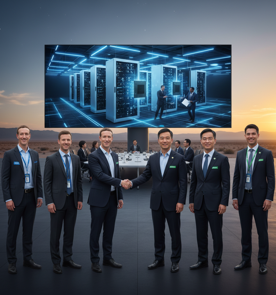 Meta Bolsters AI Infrastructure with 1 GW Custom Chip Deal, Broadcom Partnership Deepens Amid Board Transition — AI-generated illustration